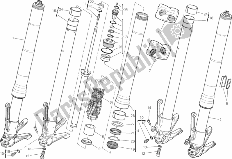 Todas as partes de Garfo Dianteiro do Ducati Diavel Titanium USA 1200 2015